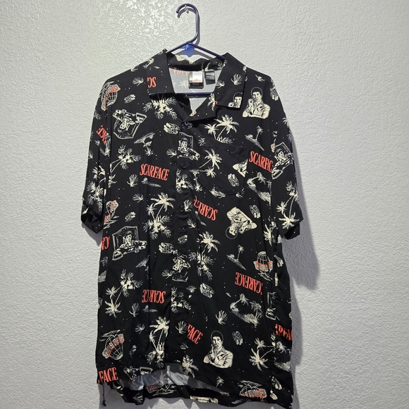 Scarface Other - Scarface Men's Black Graphic Casual Button Down Shirt